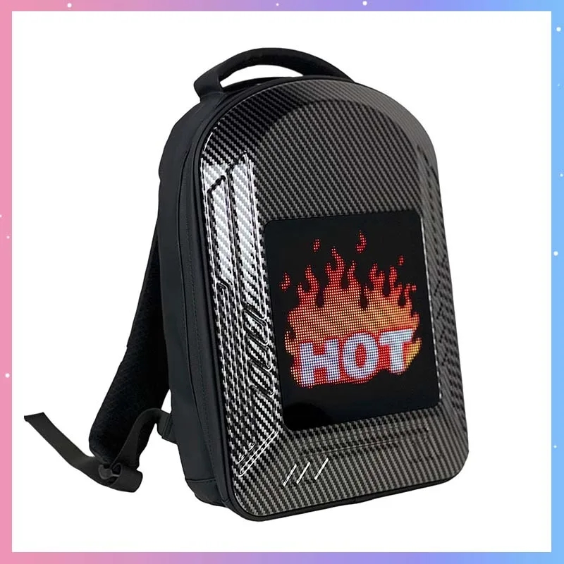 LED Backpack Large Eyes Cool Display Backpacks DIY Hard Shell Waterproof Computer Casual School Bag Shoulders Bag Knapsack Gift