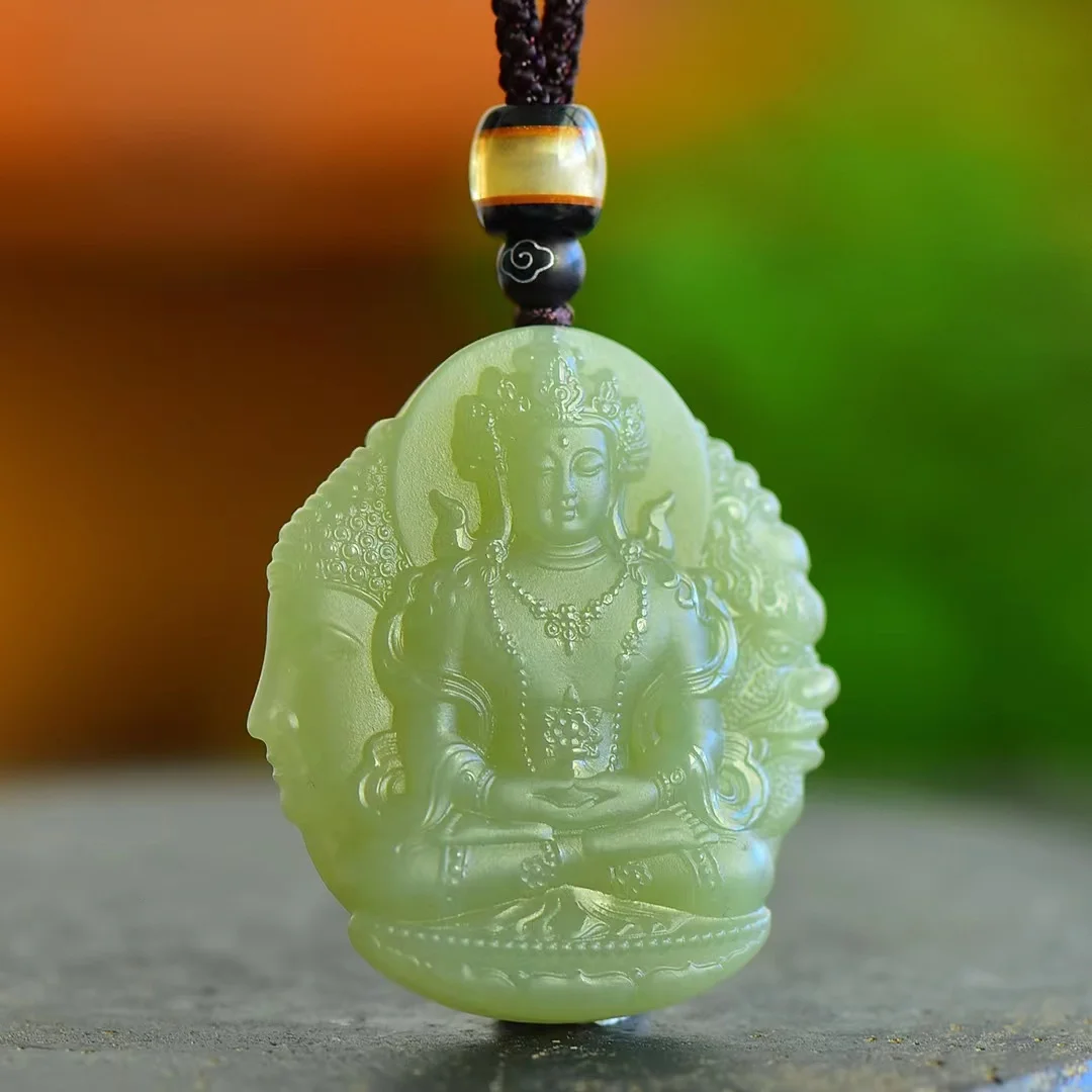 

Изысканный Hetian Jade Qinghai материал озеро вода зеленый кулон ювелирные изделия 1289 #