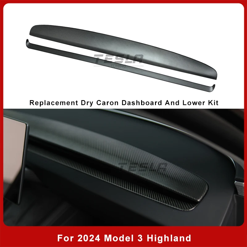 

Top For Tesla Model 3 Highland Tesla Model 3 2024 Dry Carbon Fiber Dashboard Replacement Real Dry Molded Carbon Fiber Interior