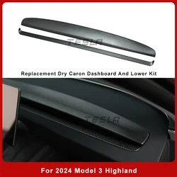 Top For Tesla Model 3 Highland Tesla Model 3 2024 Dry Carbon Fiber Dashboard Replacement Real Dry Molded Carbon Fiber Interior