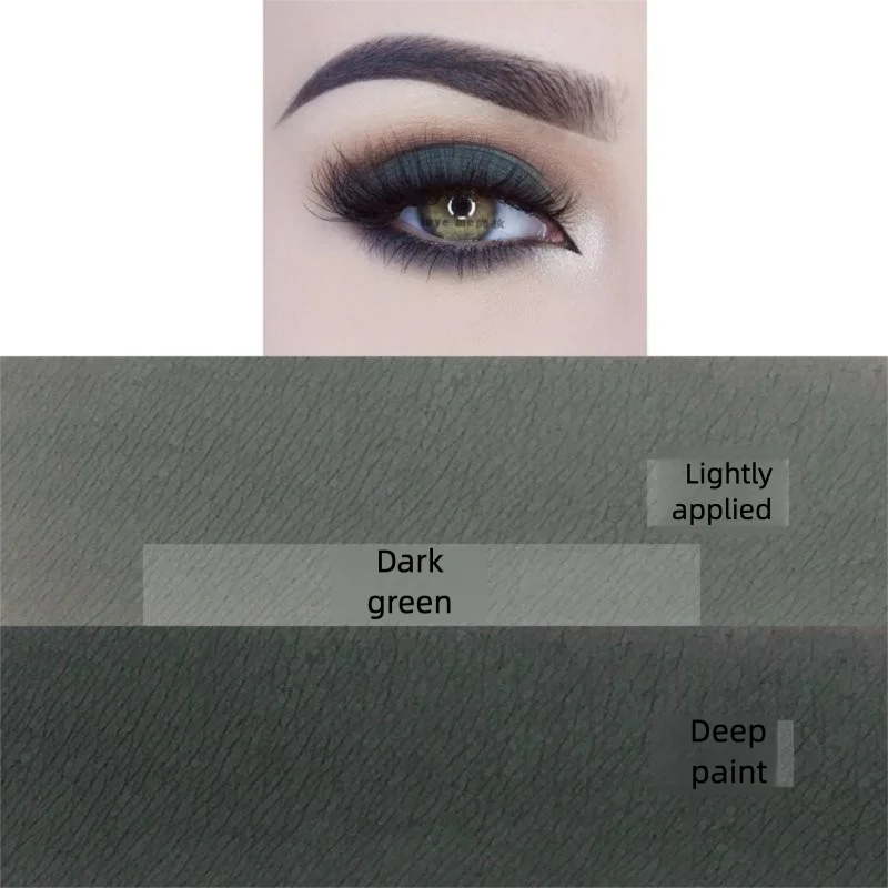 Green Monochrome Eyeshadow, Matte Dark Green, Easy To Apply, Matte Smoky Eye Makeup, Light Green Professional Makeup