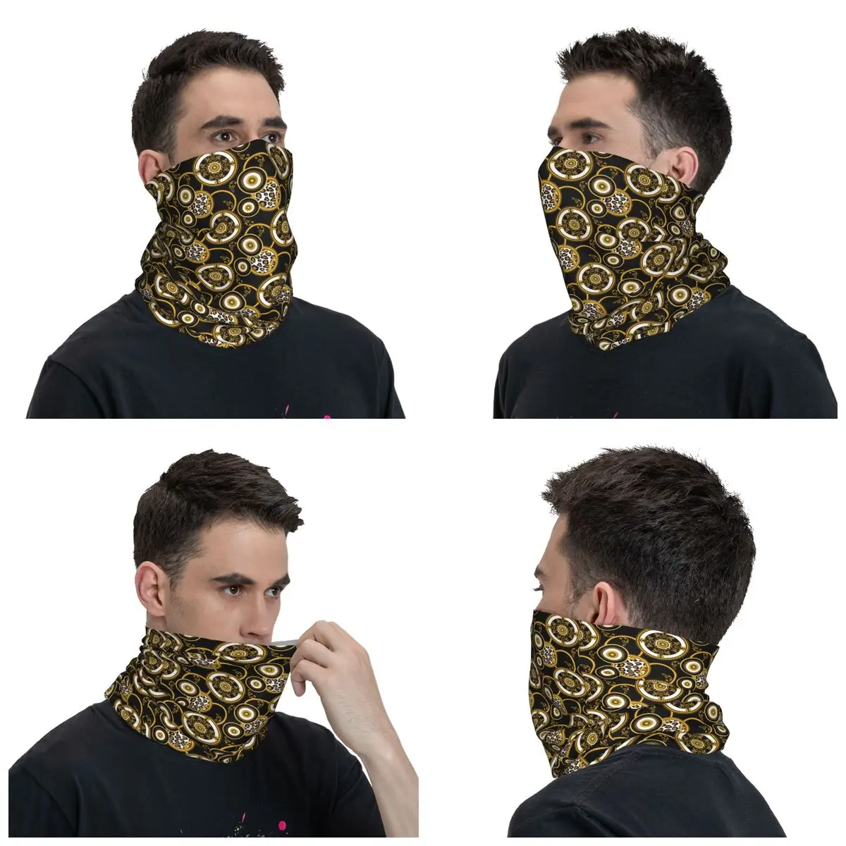 Gold Chains With Baroque Bandana Neck Gaiter Printed Balaclavas Mask Scarf Multifunctional Cycling Fishing for Men Women Winter