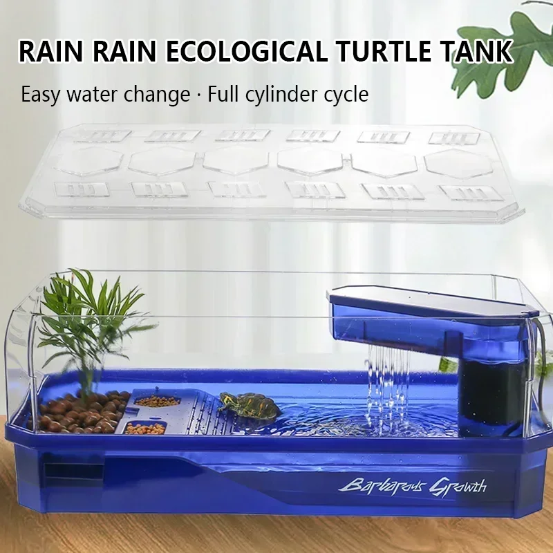 

Plastic Transparency Turtle Tank House with Areas To Breed Feed Swim Bask Indoor Enclosure Reptile Habitat Water Turtles Cage