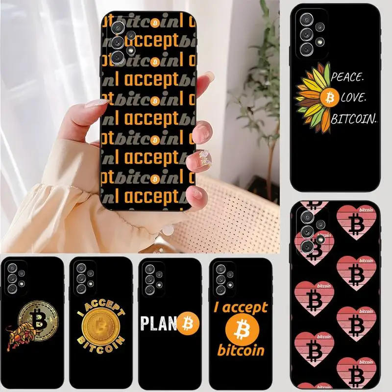 I Love Accept Bitcoin Phone Case For Samsung S22Ultra S22 S30 S21 S10 E Plus Ultra Fe Lite S9Plus Fundas Shell Cover