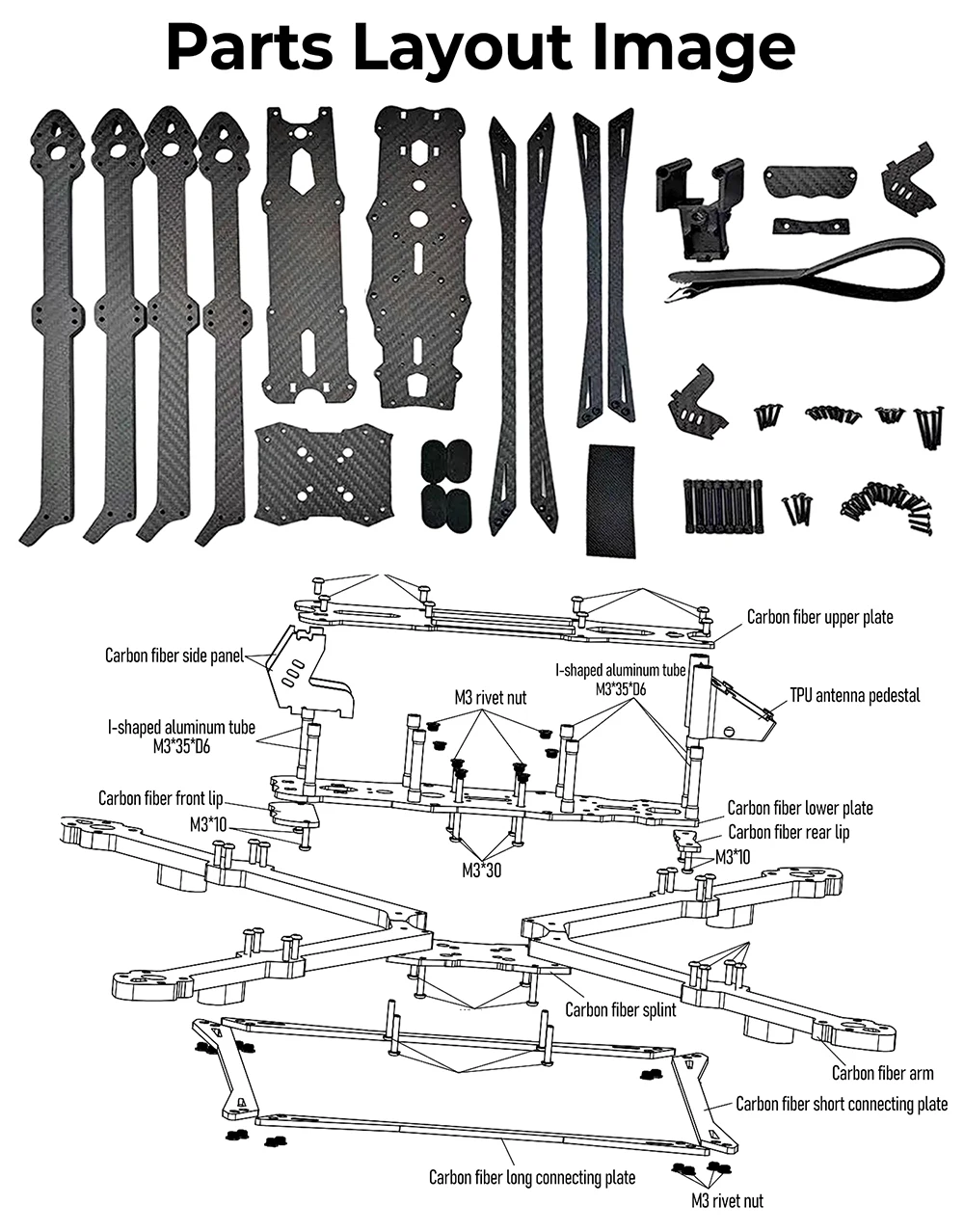 

Рама MARK4 FPV из углеродного волокна V3 Pro Kit, 13 дюймов (570 мм), 15 дюймов (680 мм), лучи 8 мм