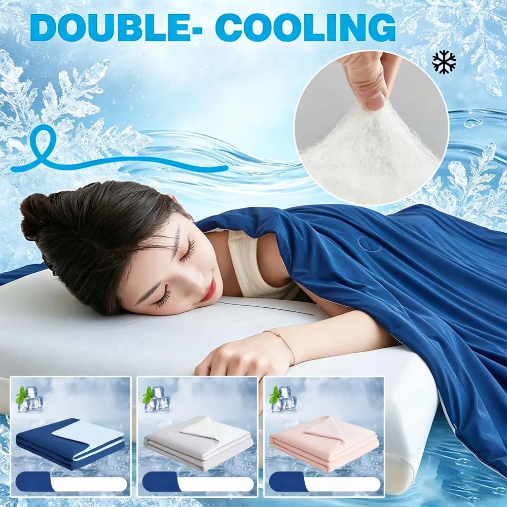 Summer Cooling Quilt Ice Silk Breathable Lightweight Air Condition Comforter Machine Washable Soft Thin Blanket for Home Hotel