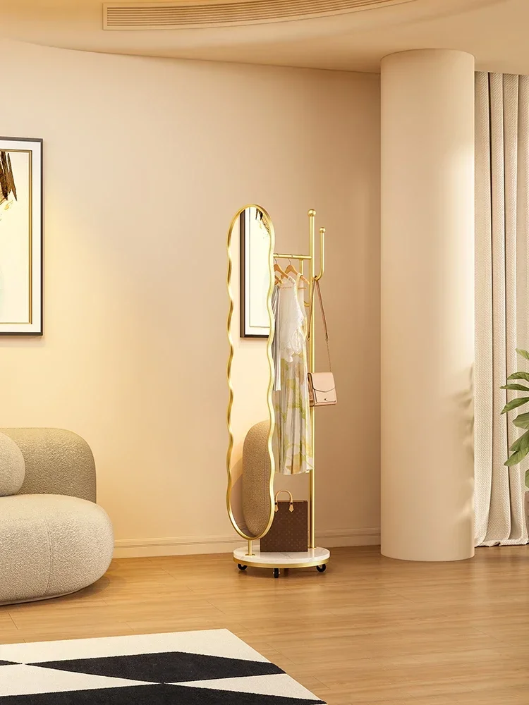 Full body mirror, floor mounted mirror, rotating dressing clothes hanger, coat rack, integrated , bedroom, househo