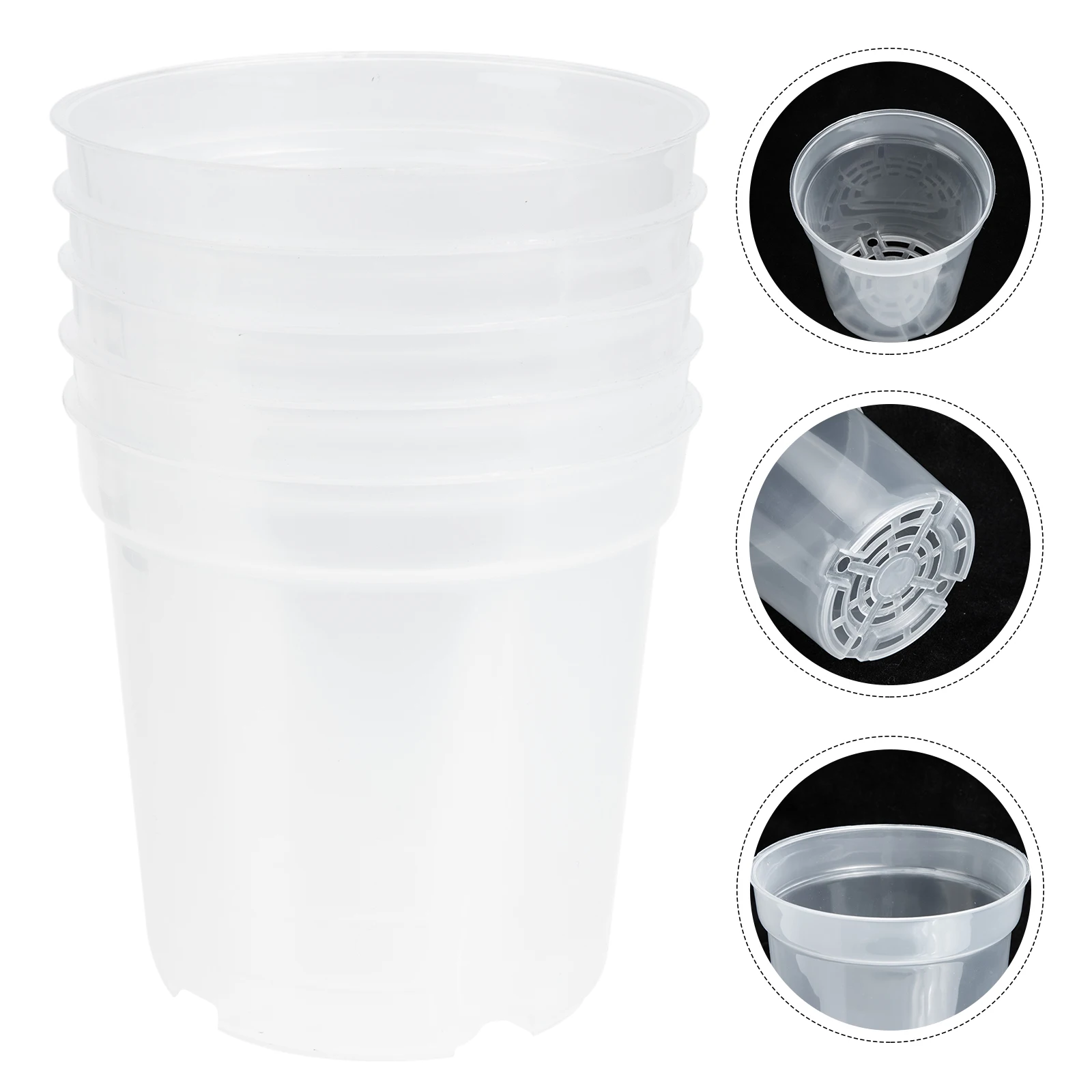 

5pcs Transparent Flower Pot Nursery Pots Clear Orchid Planter Plastic Garden Supplies Durable Moisture Proof for Vegetables