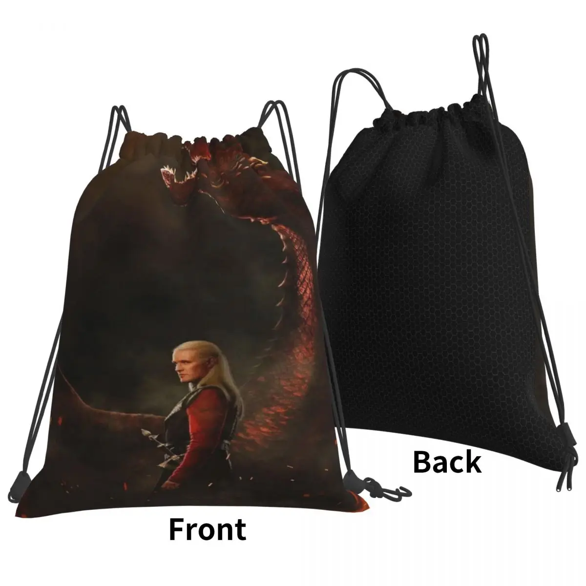 Drawstring bag Storage Portable Handbags H-House -dragon Grocery Shopping Shoulder bags foldable Travel Bag