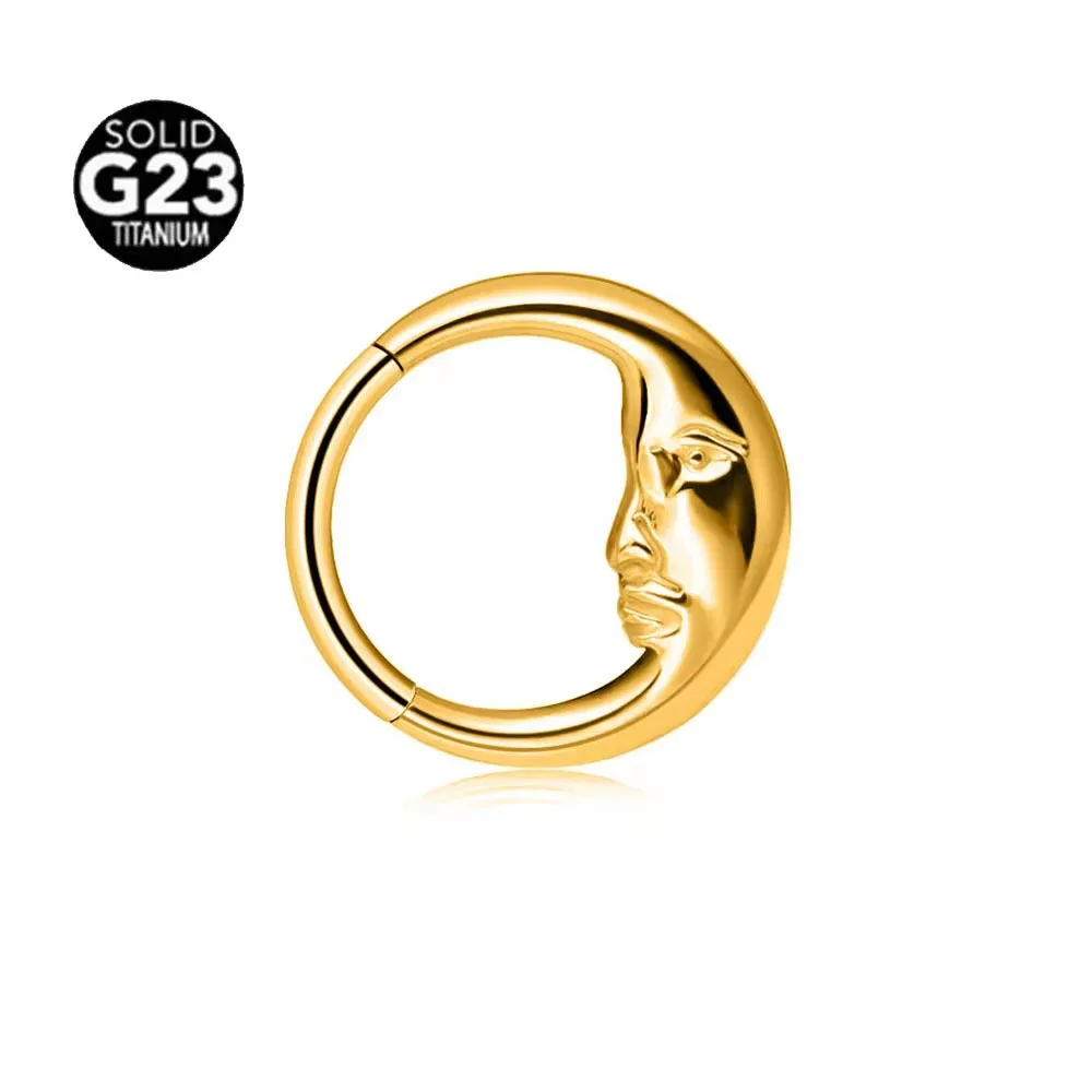 ASTM F136 G23 التيتانيوم القلب القمر زهرة دمعة الحاجز ثقب تشيكوسلوفاكيا أوبال الفرس الجزء الأنف الدائري Daith محارة هوب القرط 16 جرام