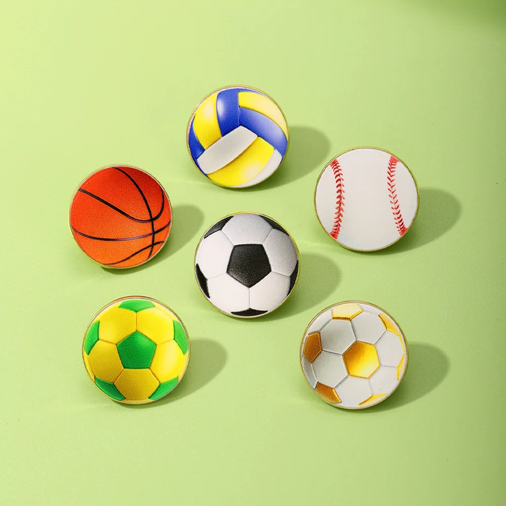 Sports ball brooch, football basketball, volleyball, baseball alloy drip badge, student sports event souvenir