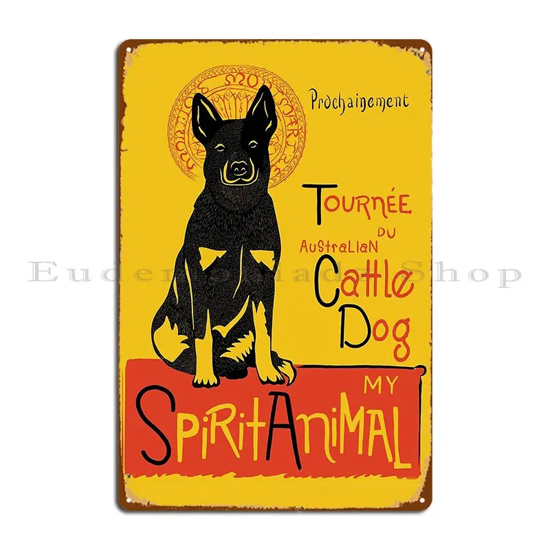 Cartel de estaño personalizado para decoración de pared, placa de Metal con diseño de arte divertido, ganado australiano, perro lindo, Chat, Noir, Mashup, fiesta de impresión