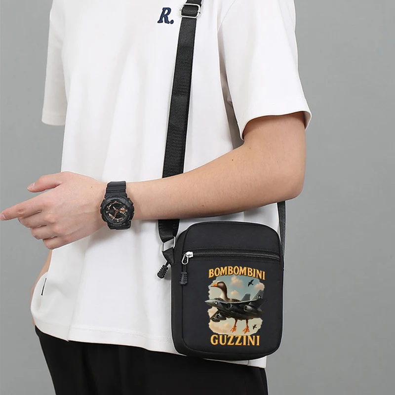 Tas Bahu Fashion Brainrot Italia untuk Pria Wanita Tas Selempang Ritsleting Kartun Anime Tas Tangan Penyimpanan Portabel Kantong Ritsleting
