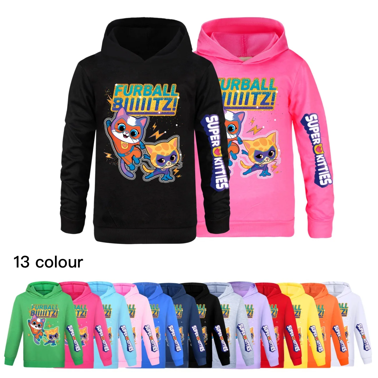 Super kitties 2-16Y 2024 Game Cartoon Children Hoodie Kids Fashion Anime Hoodies Boys Sweater Coat Girls Funny Sweatshirts 2237X