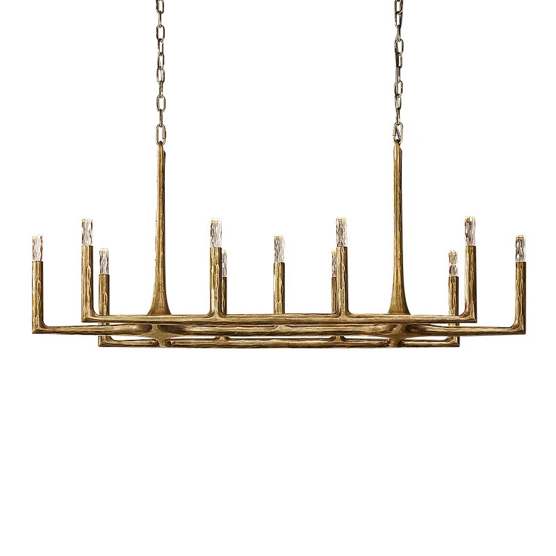 

All-copper restaurant chandelier light luxury villa clubhouse, Shimadai American simplicity, retro candles
