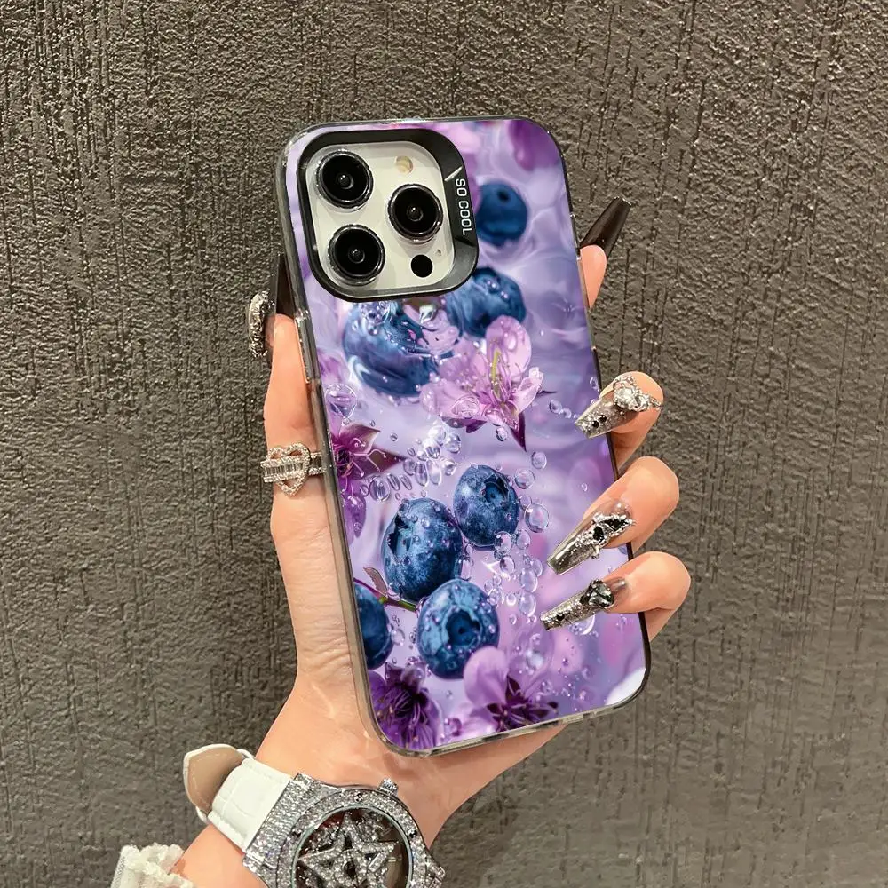 

Fruit blueberry design phone case suitable for iPhone 16 17 15 14 13 12 11 Pro/Max/Plus anti drop and shockproof back cover
