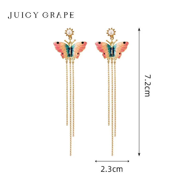 S925 Sterling Silver Needle Butterfly Earring for Women 18K Gold Plated Elegant Long Tassel Ear Pendants  Jewelry