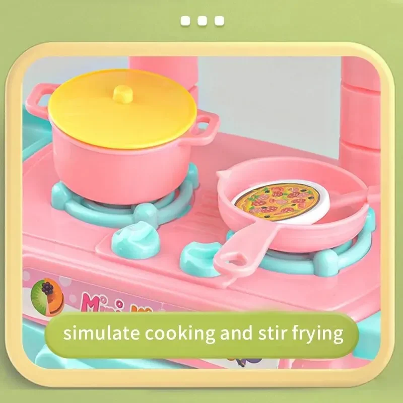 Mini Kitchen Counter Play Set DIY Simulated Cooking Food Tableware Play House Role Play Pretend Game Toy Gift Kid Boy Children view 2