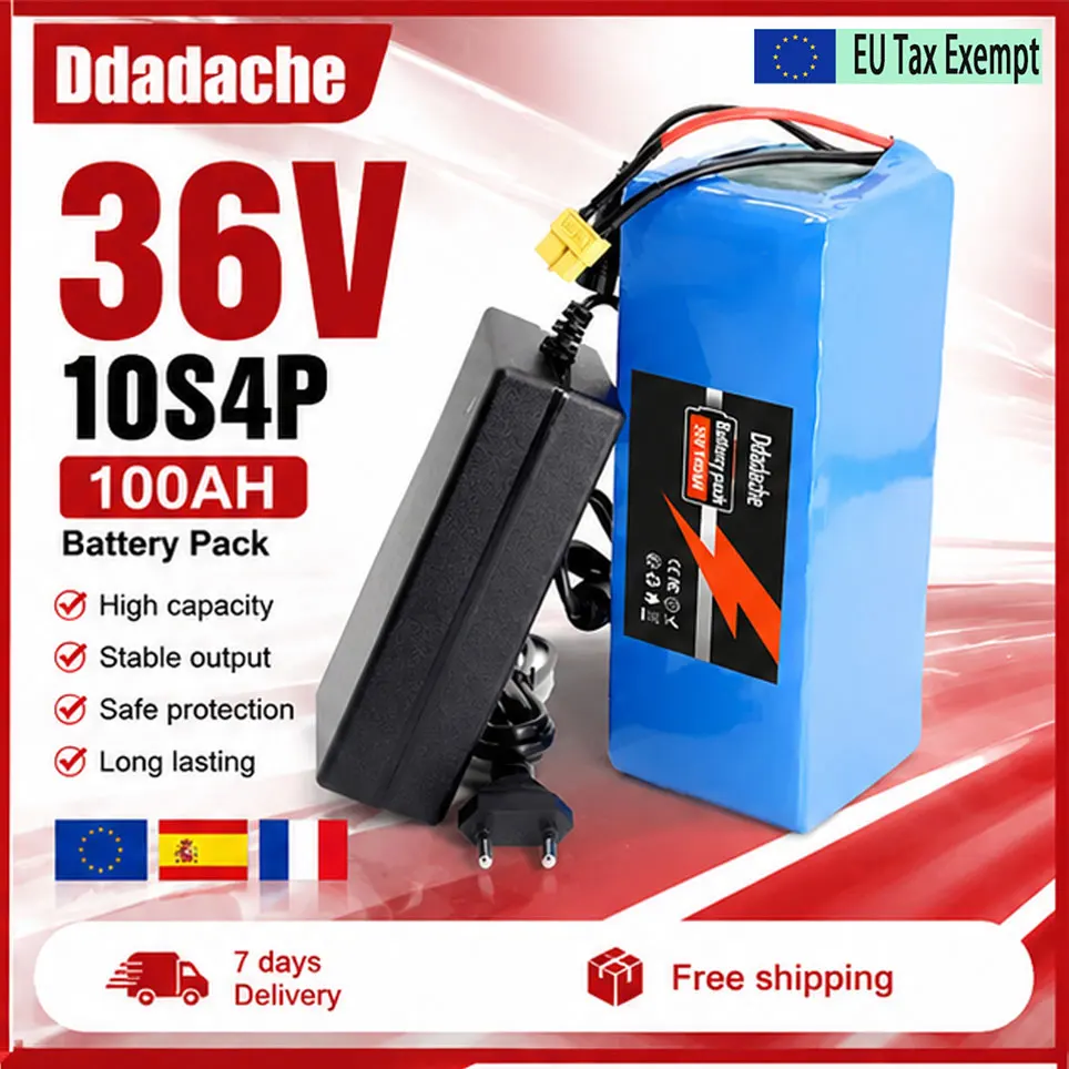 100Ah 18650 10S4P 36V Lithium-Akkupack, Ersatzakku für Elektrofahrrad und -roller, Polen Lokales Lager Schneller Versand