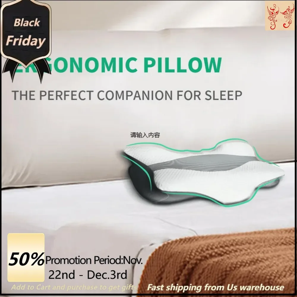 Cervical Pillow for Neck Pain ReliefMemory Foam Neck PillowOrthopedic Unique Shape, Neck and Shoulder Provide Orthopedic Support