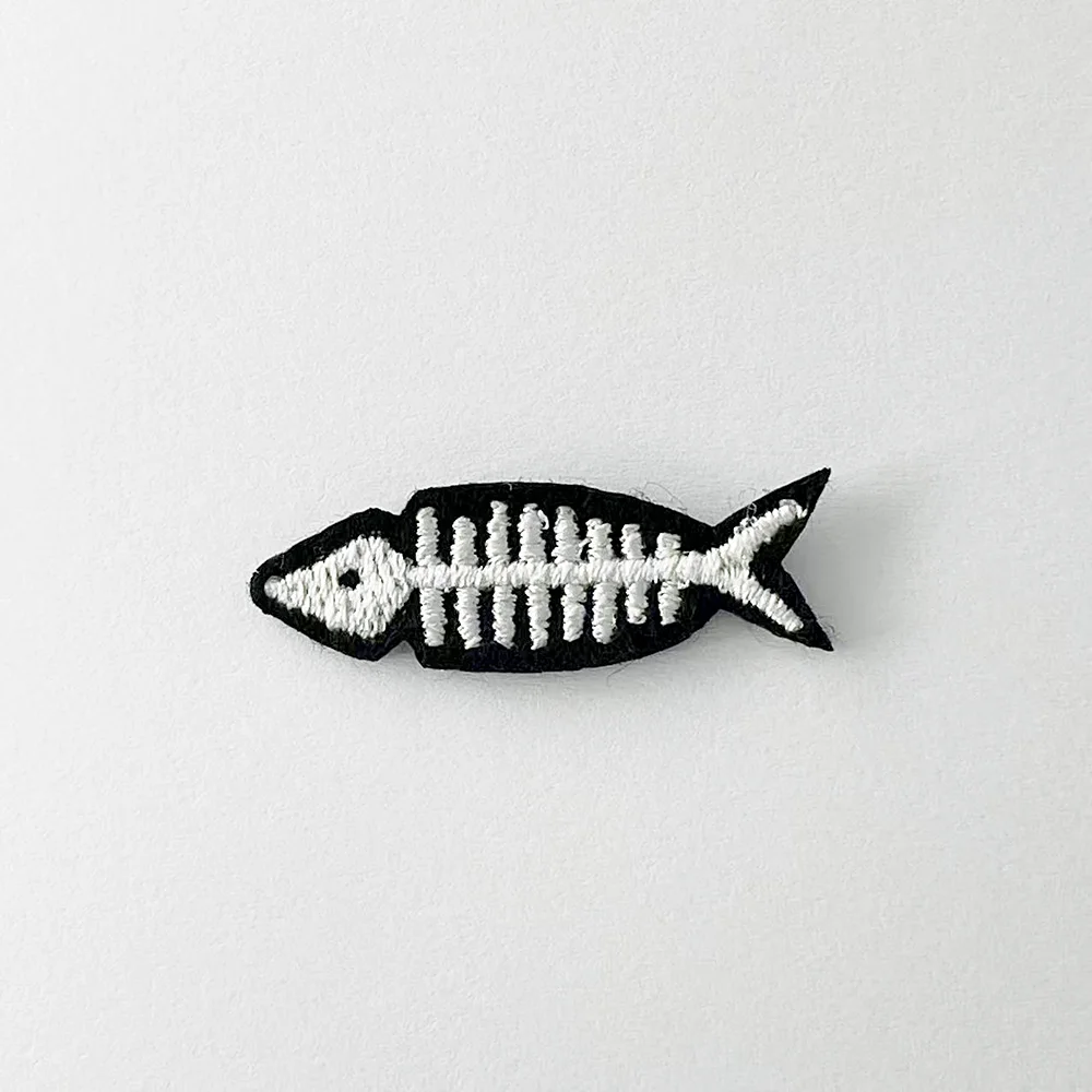 Fish Bone Cloth Patch Badge Embroidered Cute Badges Hippie Iron on Kids Cartoon Patches for Clothes Stickers