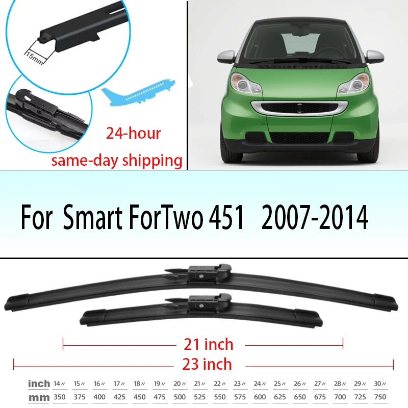 

For Smart ForTwo 451 2007-2014 2008 2009 2010 2011 2012 2013 Front Windshield Wiper Blades Windscreen Window Accessories 23+21