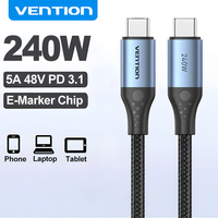 Vention PD 240W USB Type C to Type C 5A 48V Fast Charger Braided Cable Data Cord CarPlay Wire for iPhone 17 Samsung S24 Macbook
