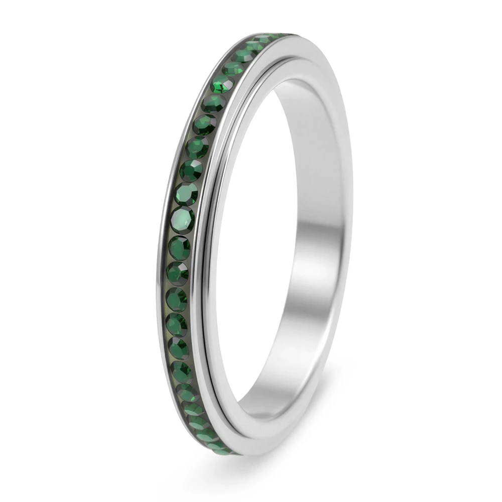 Titan-Stahl Spinner-Ring 3mm Bunter Zirkonia Vollbesetzter Ewigkeitsring Minimalistischer Frischer Stressabbau-Schmuck