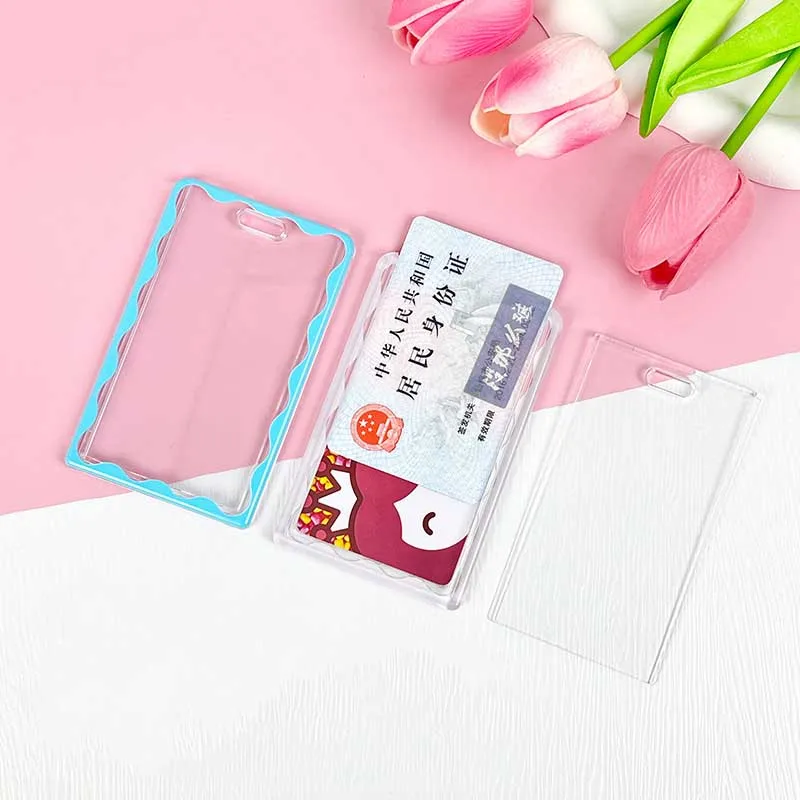 Ins 투명 아크릴 Photocard 홀더 키 체인 아이돌 사진 슬리브 신용 ID 은행 카드 홀더 학생 카드 케이스 보호 케이스