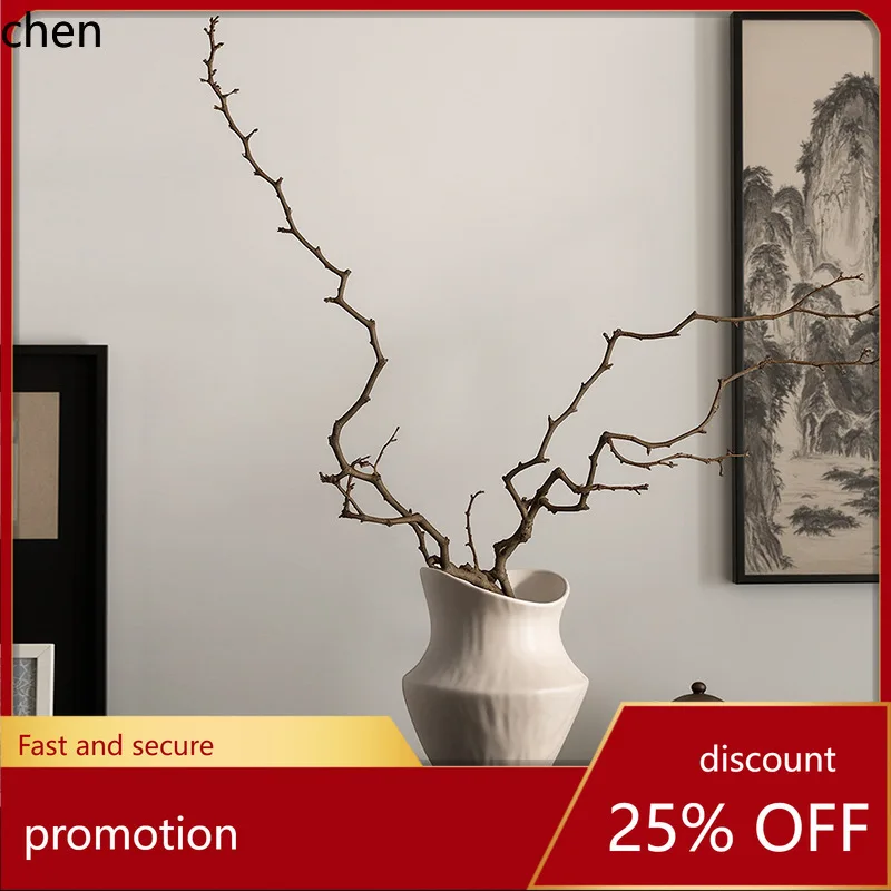 YFY Wabi-sabi style large-diameter ceramic vase ornament,  pottery jar, high-end dry flower Zen-style floral decoration