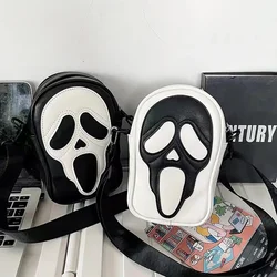 Y2K Vintage Shoulder Bag Halloween Funny Lovely Devil Ghost Bag Ladies Bags Leather Zip Purse PU Handbags Women Crossbody Bags