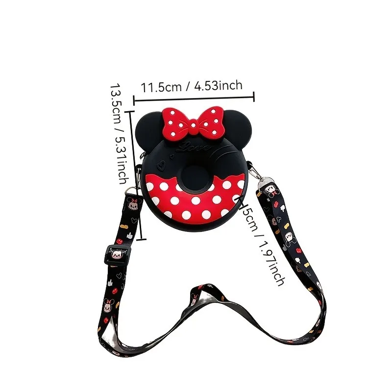حقيبة كروس صغيرة من السيليكون من Cute Bow Disney Minnie Mouse - خفيفة الوزن وحزام قابل للتعديل وسحاب مفتوح وإغلاق حقائب كتف #5