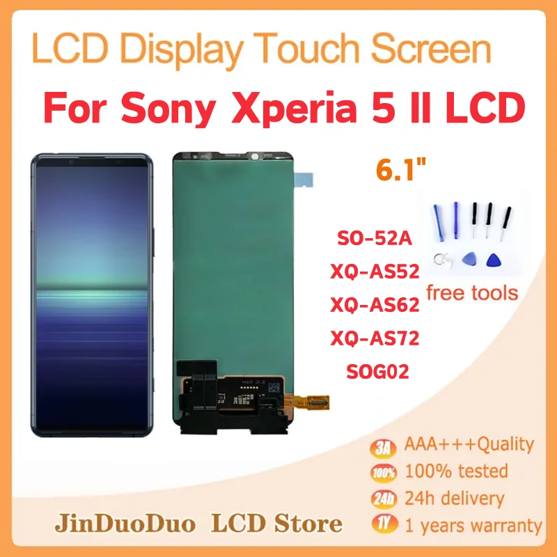 

6.1" AMOLED For Sony Xperia 5 II LCD Display Touch Screen Digitizer Assembly For Sony X5 ii XQ-AS52 XQ-AS62 XQ-AS72 Replacement