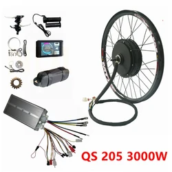 48V-72V NBpower/QS205 3000w 150mm Dropout Electric Bike Motor Wheel kit  EBike Conversion Kit Sine Wave Controller Anti-theft