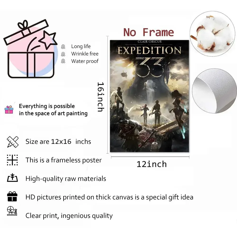 Clair Obscur Expedition 33 CE33 Turn-Based RPG Sandfall Interactive Poster Parisian chic decor Glam Canvas Modern living room