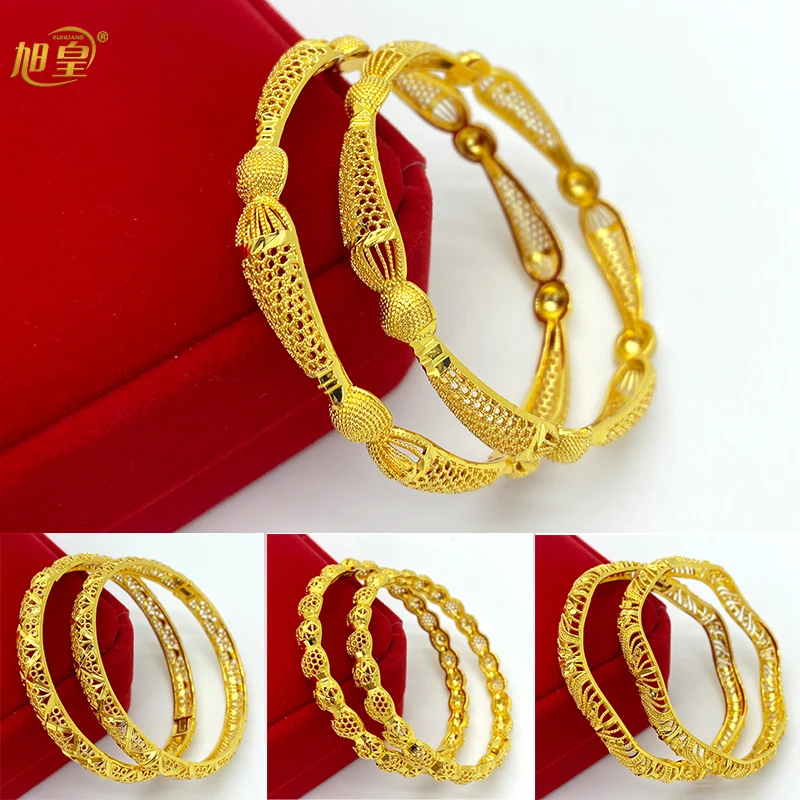 

XUHUANG Luxury Copper Alloy Bangles Jewellry for Women and Man Dubai Middle East Bride Wedding Bracelets Accessories Gifts