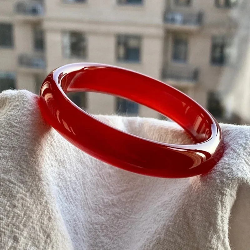Brazilian Agate Jade Bangle in Blood Red with Translucent Finish