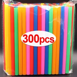 300/100pcs Colorful Disposable Straws Plastic Drinking Straw for Milk Tea Juice Cocktail Wedding Birthday Party Decor Supplies