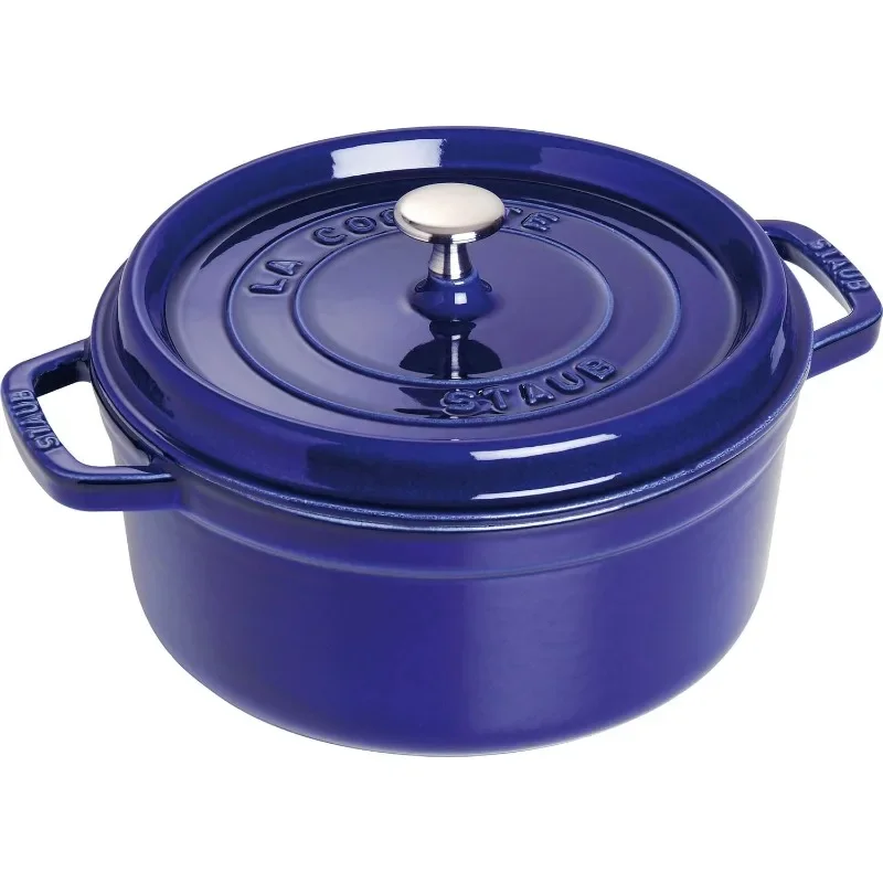 STAUB Cast Iron Roaster/Cocotte, Round, 5 L, Dark Blue, 26 cm