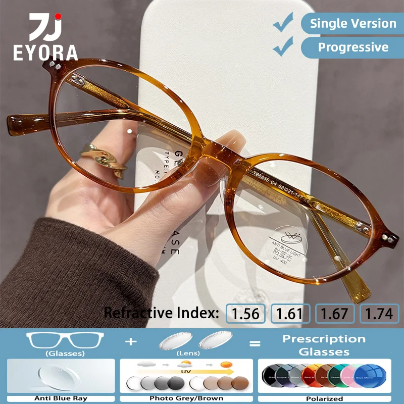 

EYORA Skinny Face Oval TR90 Reading Glasses for Women Myopia and Hyperopia Anti Blue Ray Progressive Photochromic Glasses Lenses