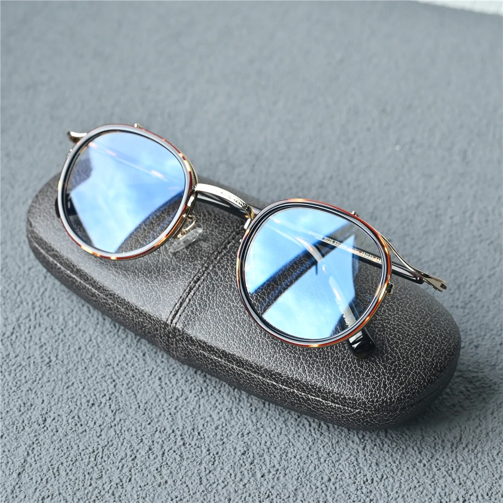 Cubojue Titanium Eyeglasses Frame Men Women Round Glasses High-end Quality Spectacles for Prescription Tortoise Gold Fashion