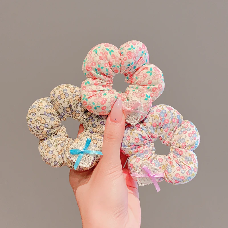 2025 جديد الأطفال أزهار لطيفة على شكل حلية واسعة مرونة العصابات الشعر طفل الفتيات Bowknot لينة الأربطة المطاطية إكسسورات شعر الأطفال #3