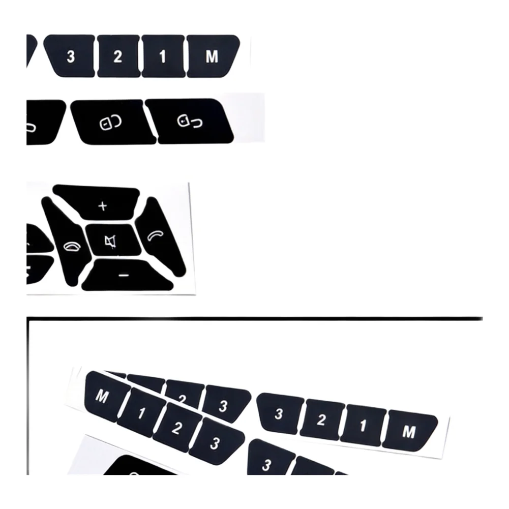 Button Repair Decal Sticker Decal Automotive Interior Sticker Repair Sticker Set Black Overlay With White Lettering