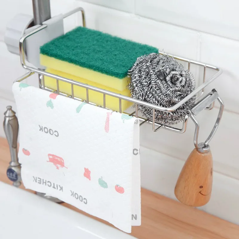 

Sink Dishcloth Hanger Drainage Hanging Basket Kitchen Dishwashing Sponge Sink Storage Rack Adjustable Faucet Storage Rack