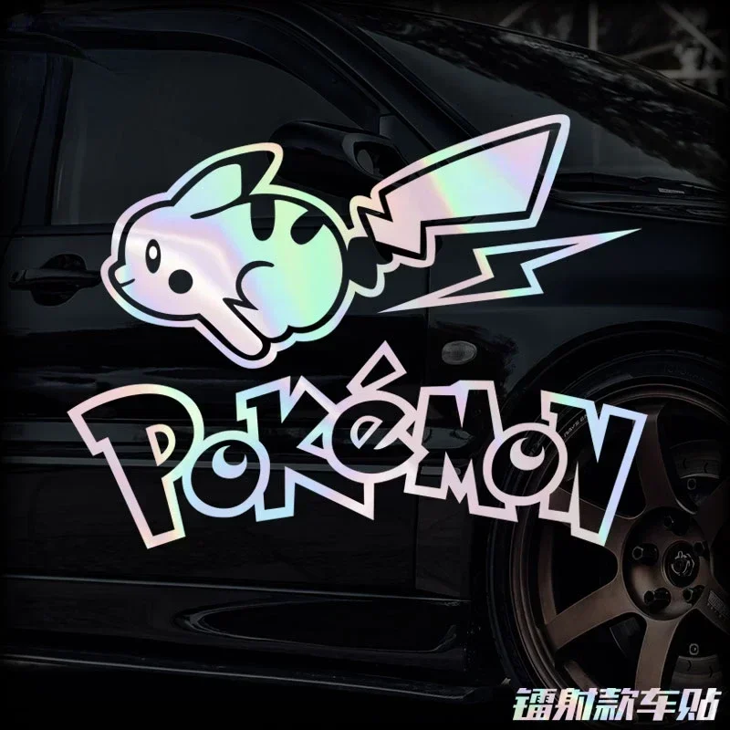 Pokemon Cartoon Anime Peripheral Reflective Pvc Stickers Cute Pikachu Gengar Car Electric Car Decoration Body Creative Stickers