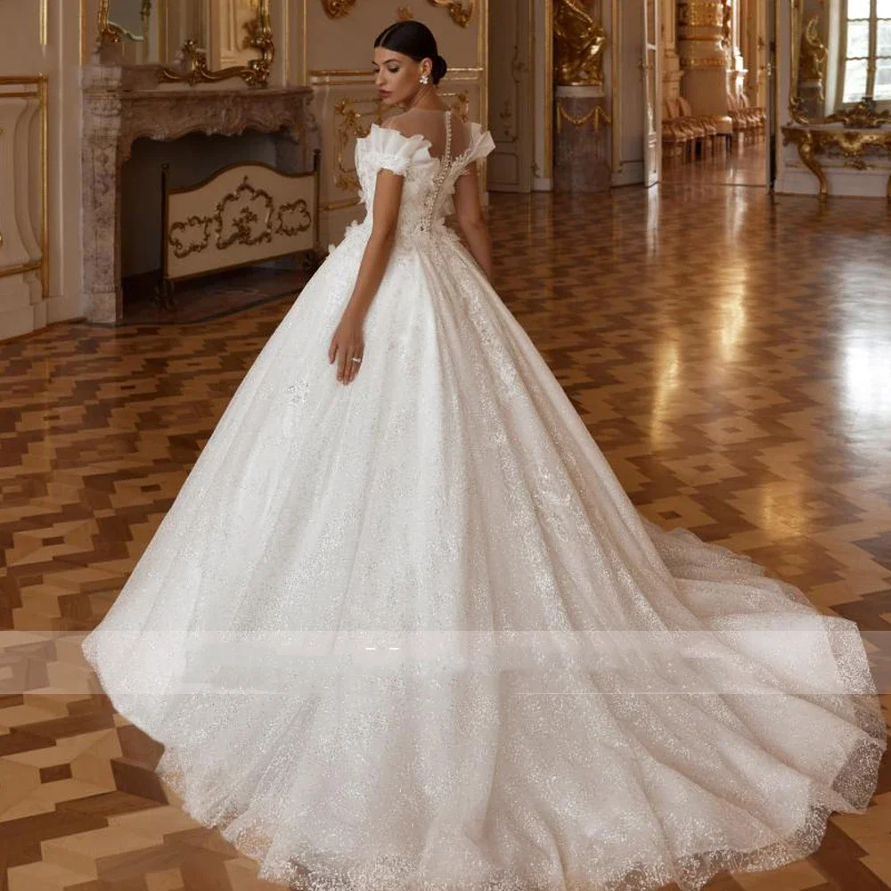 Flavinke personalizado a linha chique vestidos de casamento para as mulheres fora do ombro vestido de novia renda bordado feito vestidos de noiva