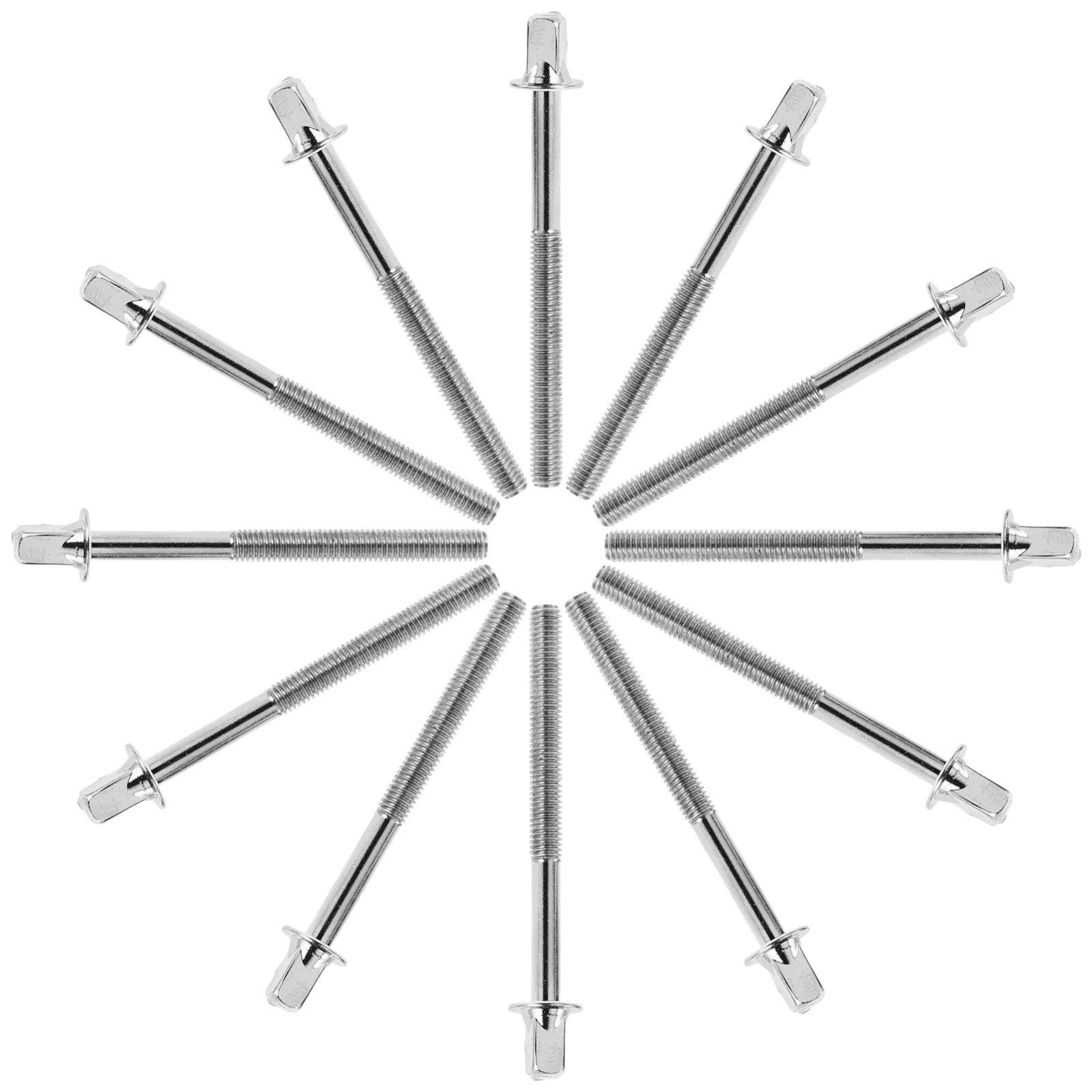 

12pcs Stainless Steel Drum Tension Rods M5 For Snare Bass Drum Kit Silver Fasteners Replacement Parts Hardware Mounting Lugs