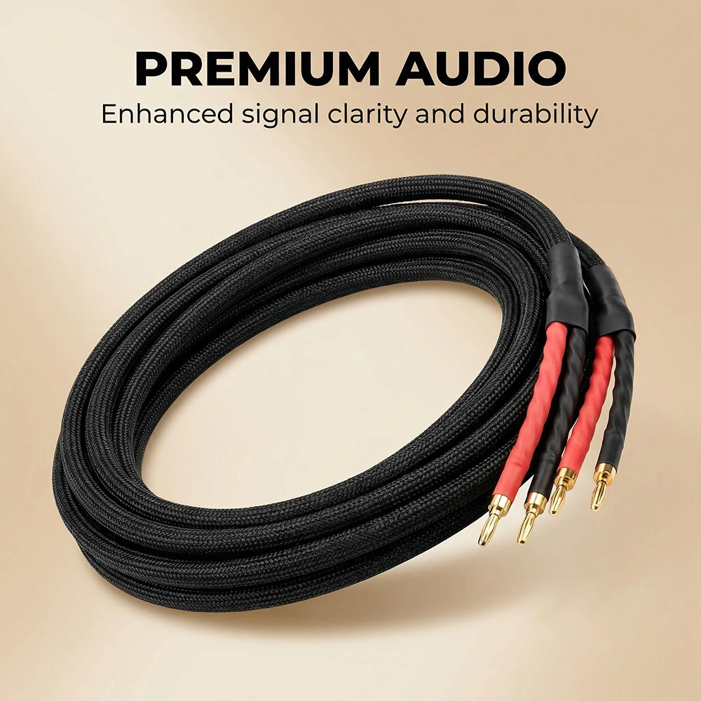 1 pair audio Hi-end DIY HIFI Gold Plated 4 banana plugs to 4 banana plugs 4 core OFC Silver Plated speaker cable Cord Wire