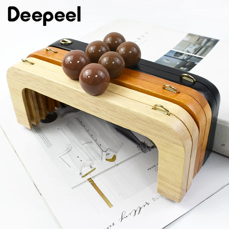 1/2pcs Deepeel 20cm Wooden Bags Closure Bag Frame Wood Handle Kiss Clasp Purse  Lock Buckles DIY Accessories for Handbags