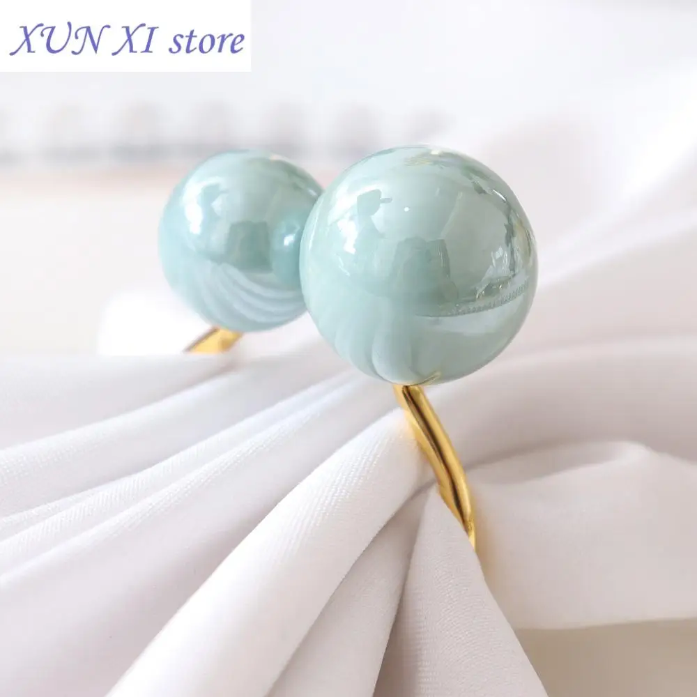 New Pearls Napkin Rings,Wedding Serviettenring U-Shaped Highlighted Napkin Holders Dining Room Family Dinner Table Decor